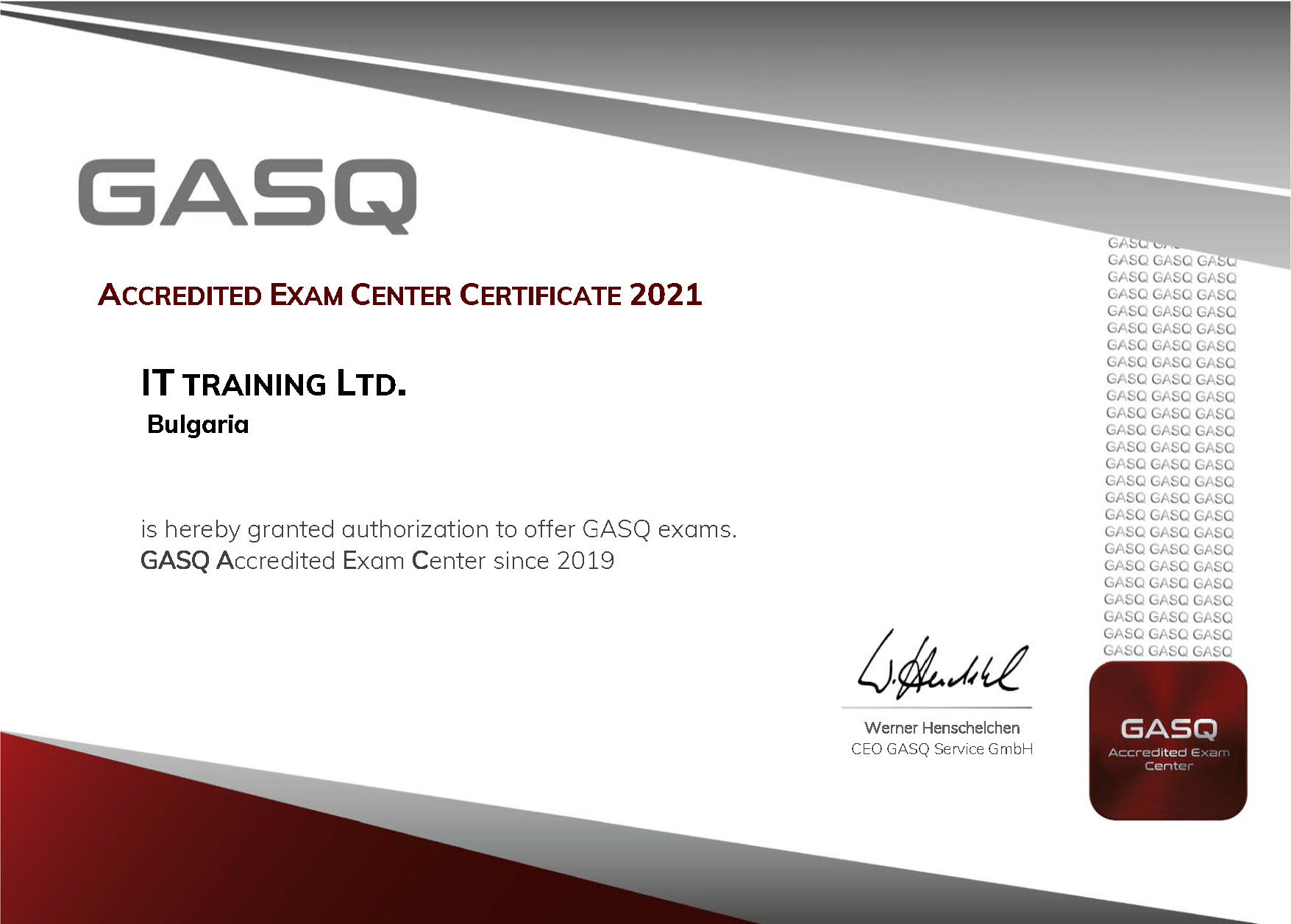 ISTQB Test Center for 2021 (Acredited by GASQ)