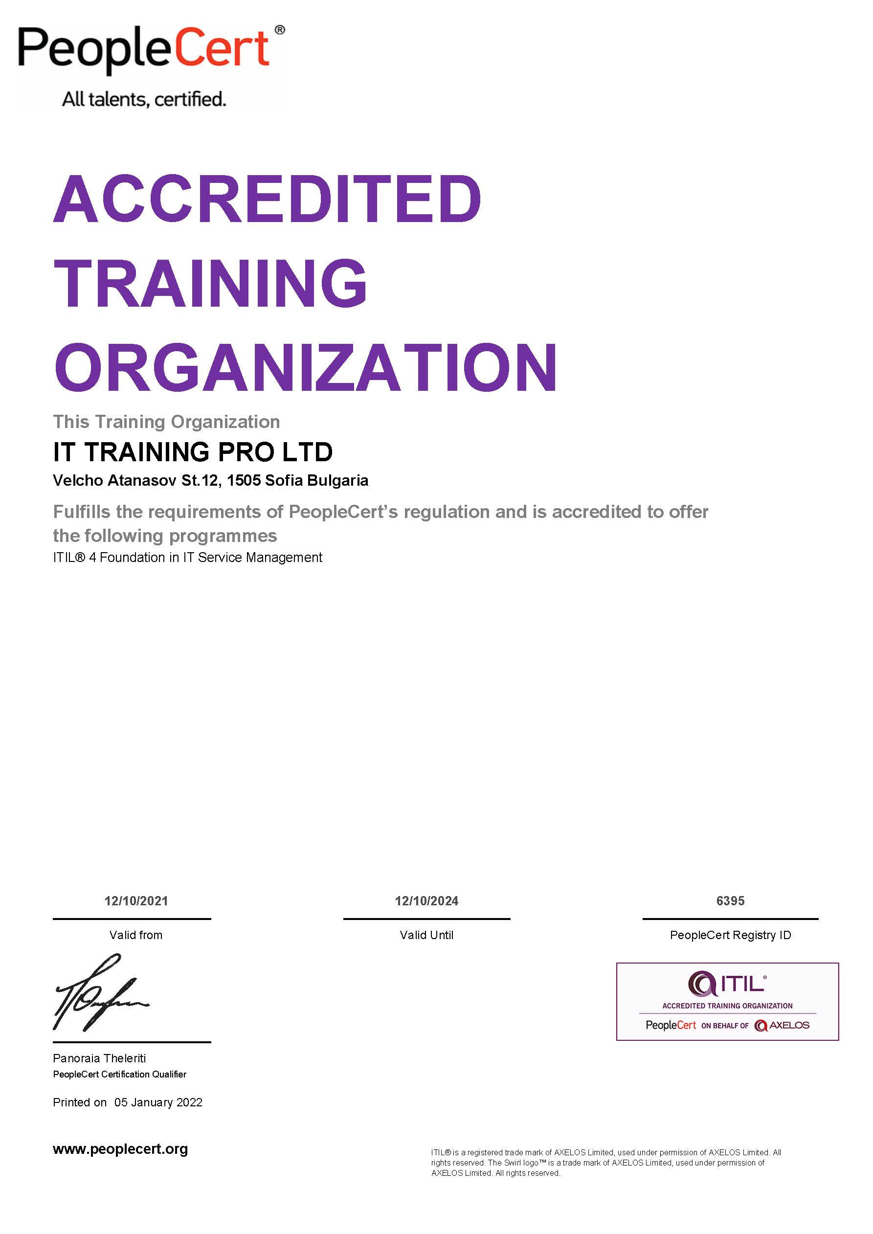 PeopleCert – AXELOS Accredited Training Organization